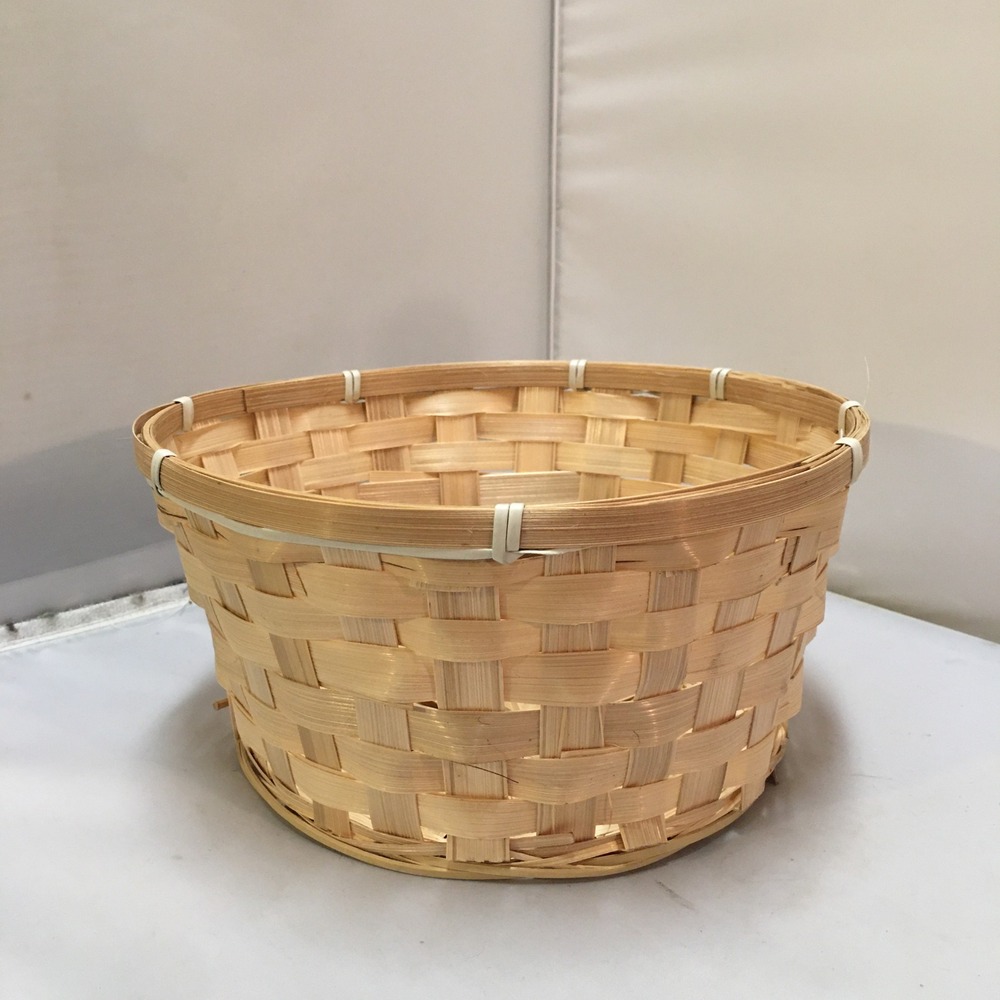 Woven Bamboo Basket Home‎ Decor Small Natural Round Utility Storage Cottagecore